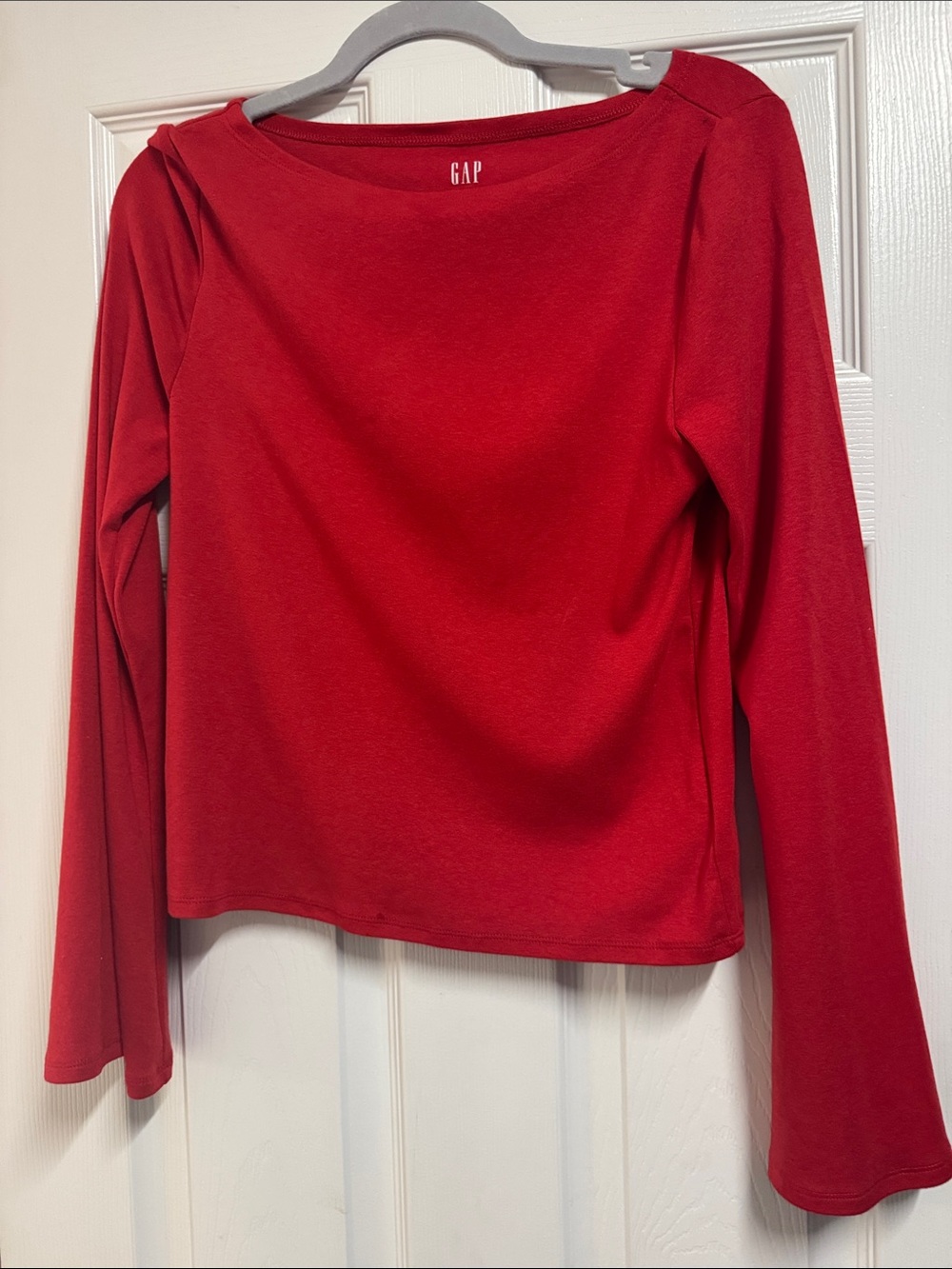 GAP Red Boatneck Long Sleeve Top